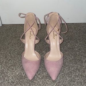 Dusty Rose Lace Up Pointed Toe Heels